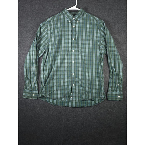 Old Navy Shirt Mens Large L Button Up Plaid Regular Fit Long Sleeve Green - Picture 1 of 12